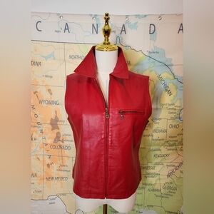 Serrano Red Leather Women's Zip Front Vest Size M